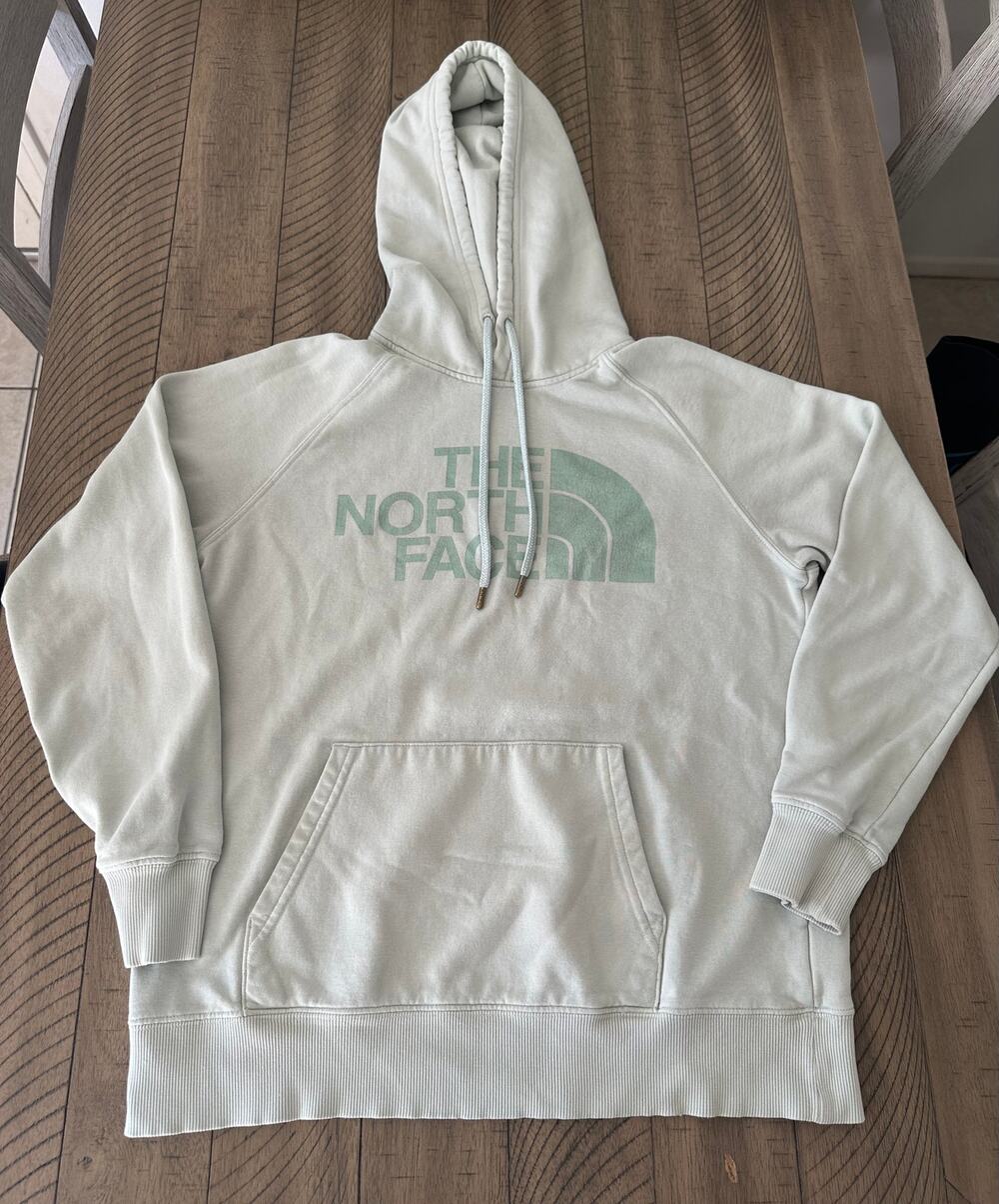 The North Face Womens Green Hoodie Sweatshirt Light Sage Size Small S Defects